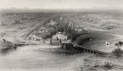 Panoramic view of New and Old Delhi, India by English School